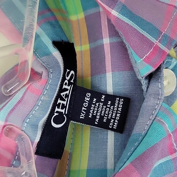 Chaps Women's Short Sleeve Pullover Plaid Shirt- Size 1X- New! - Picture 2 of 9